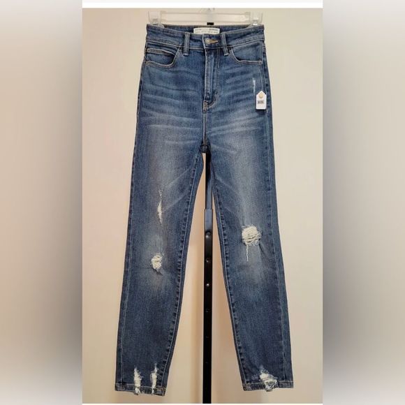 STRADIVARIUS MOM SLIM WOMEN'S BLUE JEANS DENIM SIZE 2 #815 - Picture 1 of 7